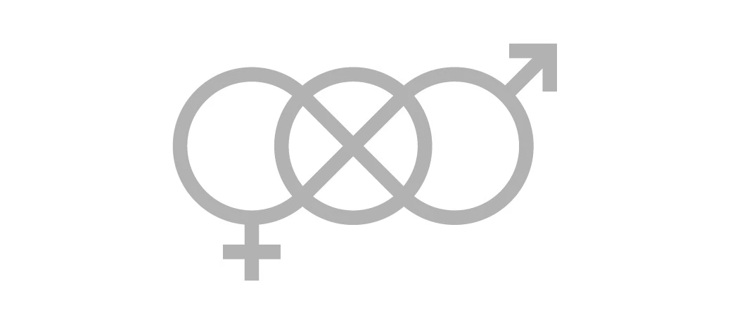 Figure 1: A unisex logo designed by Pekka Piippo in 2017. It includes both symbols for fe/male, fluid definitions and gender re-assignment or genderless people.